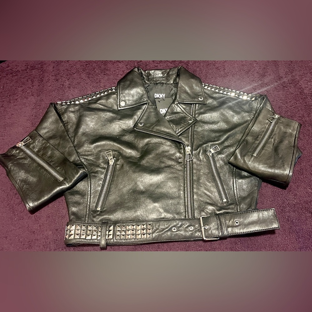 DKNY 100% Sheep Leather Motorcycles Jacket - Picture 5 of 7